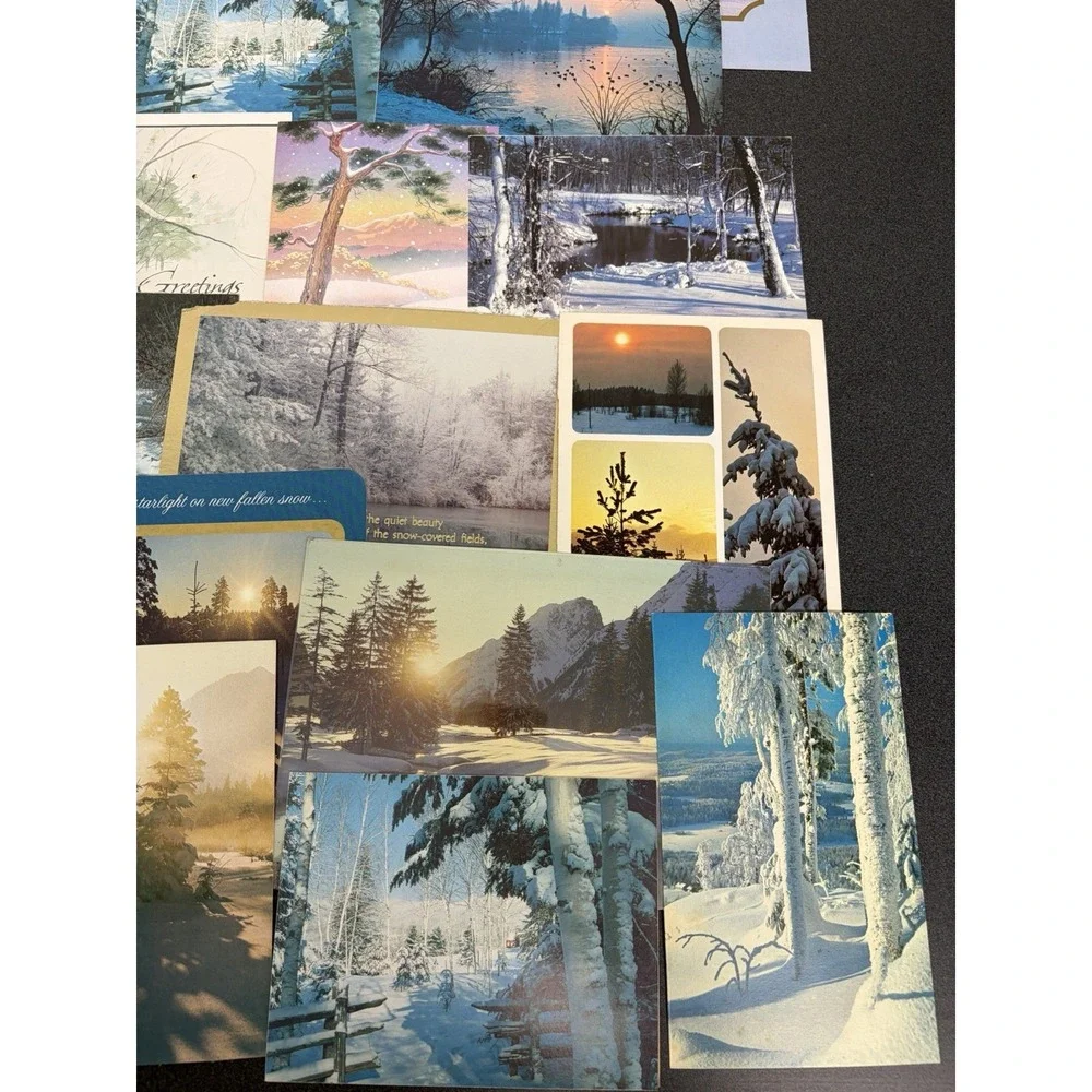 Vintage Christmas Cards Winter Snow Scenery  Fronts ONLY Scrapbooking Crafts 50+